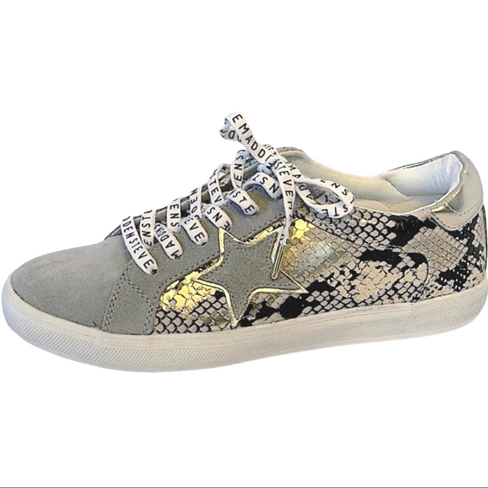 Steve Madden Amalfi Suede Python Low Top Star Sneaker Fashion Trainers 8.5 NWT